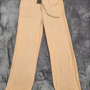 NWT Stella Luce Wide Leg Pants Tan Brown Drawstring Lounge Size Large